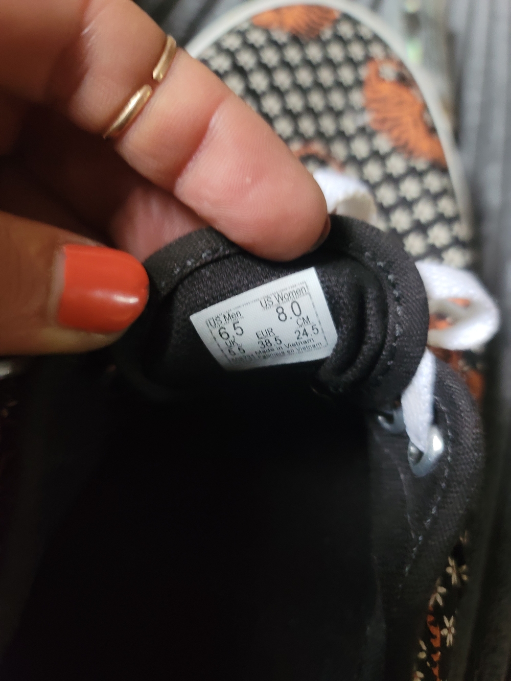 Vans Tiger Print Canvas Sneakers in Black & Orange - Picture 4 of 4